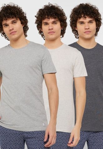 Pacote com 3 camisetas Ralph Lauren masculinas multicoloridas com gola redonda