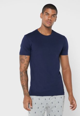 Pacote com 3 camisetas Ralph Lauren masculinas multicoloridas com gola redonda