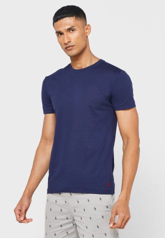 Pacote com 3 camisetas Ralph Lauren masculinas multicoloridas com gola redonda
