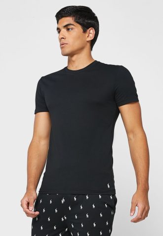 Pacote com 3 camisetas Ralph Lauren pretas com gola redonda sortidas para homens