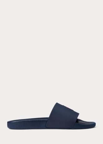Pantufa Ralph Lauren Signature Pony masculina azul marinho/vermelha