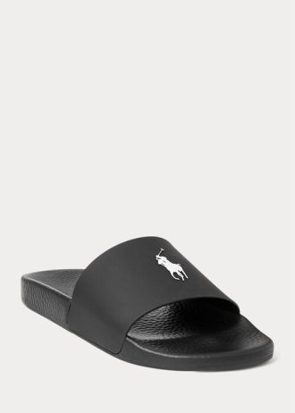 Pantufa Ralph Lauren Signature Pony Masculina Preta/Branca