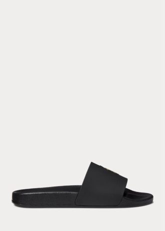 Pantufa Ralph Lauren Signature Pony Masculina Preta/Dourada
