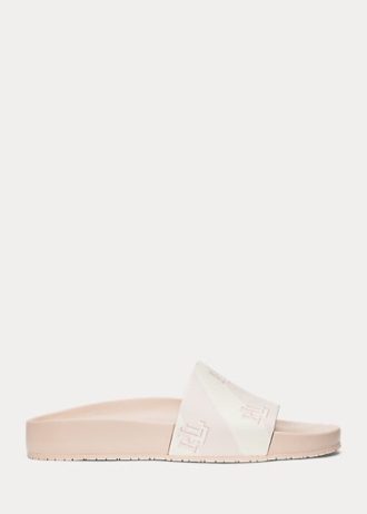 Sandálias femininas de couro sintético com logotipo Ralph Lauren Audrina rosa