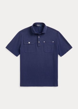 Polo Ralph Lauren Classic Fit com bolso em malha azul marinho masculino