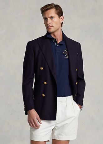 Polo Ralph Lauren Classic Fit Crest Mesh Masculino Azul Marinho