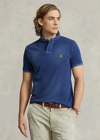 Polo Ralph Lauren Classic Fit Masculino Azul Marinho com Malha Remendada