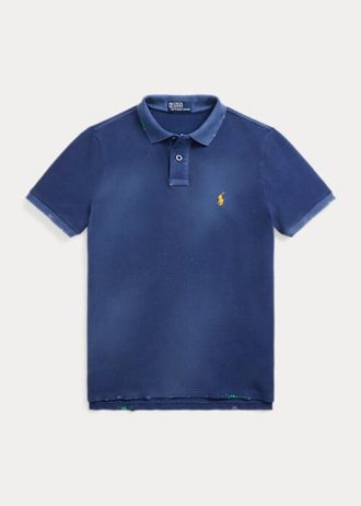 Polo Ralph Lauren Classic Fit Masculino Azul Marinho com Malha Remendada