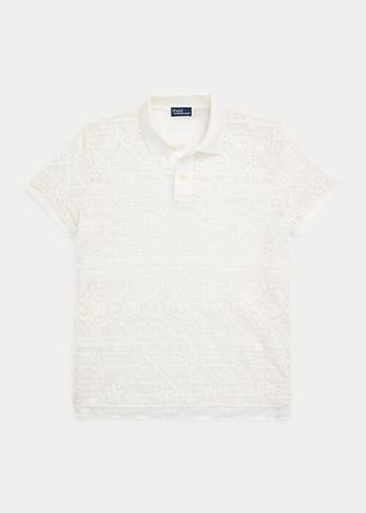Polo Ralph Lauren com renda geométrica feminina creme