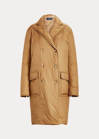 Polo Ralph Lauren cáqui feminino com plumas repelentes à água