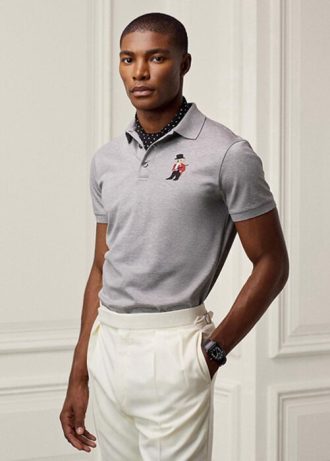 Polo Ralph Lauren Custom Slim Fit Bear Cinza Masculino