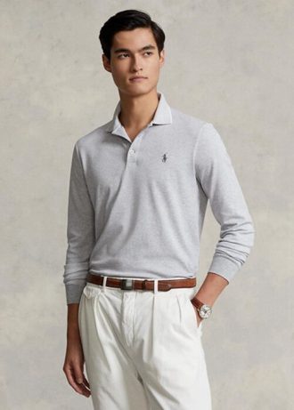 Polo Ralph Lauren Custom Slim Fit Birdseye Cinza Masculino