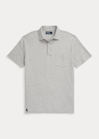 Polo Ralph Lauren Custom Slim Fit de algodão e linho cinza masculino