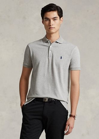 Polo Ralph Lauren Custom Slim Fit Masculino Cinza com Malha Elástica