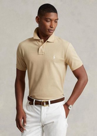 Polo Ralph Lauren Custom Slim Fit Mesh Bege Masculino