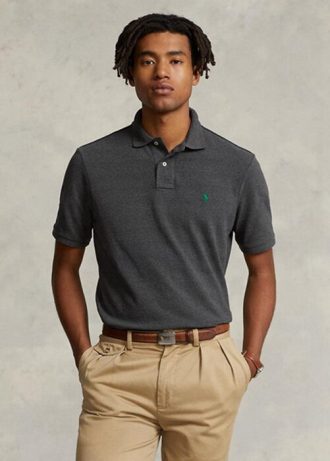 Polo Ralph Lauren Custom Slim Fit Mesh Cinza Masculino