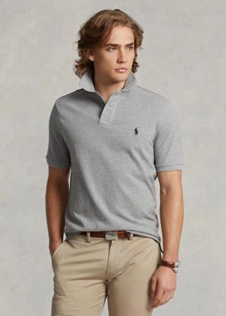 Polo Ralph Lauren Custom Slim Fit Mesh Cinza Masculino