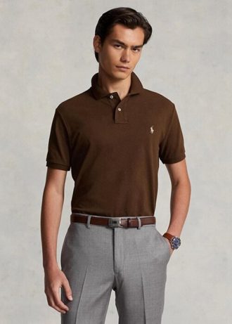 Polo Ralph Lauren Custom Slim Fit Mesh Marrom Masculino