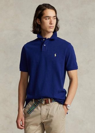 Polo Ralph Lauren Custom Slim Fit Mesh Masculino Azul Marinho