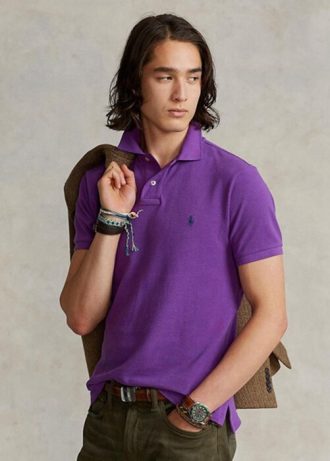 Polo Ralph Lauren Custom Slim Fit Mesh Masculino Roxo