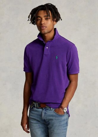 Polo Ralph Lauren Custom Slim Fit Mesh Masculino Roxo
