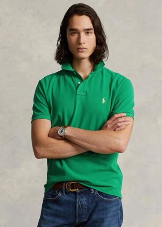 Polo Ralph Lauren Custom Slim Fit Mesh Verde Masculino