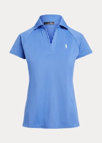 Polo Ralph Lauren feminino azul com carcela recortada em malha