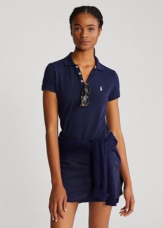 Polo Ralph Lauren feminino azul marinho com ajuste personalizado e desempenho