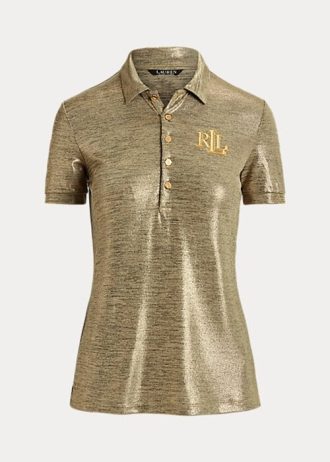 Polo Ralph Lauren feminino dourado com estampa em foil