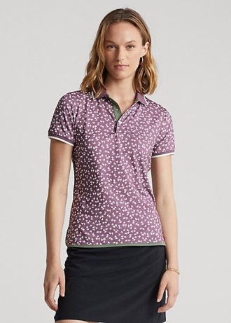 Polo Ralph Lauren feminino roxo com ajuste sob medida e malha elástica