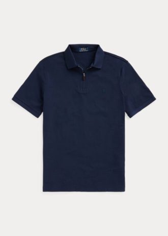 Polo Ralph Lauren masculino azul marinho com zíper e malha elástica
