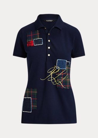 Polo Ralph Lauren Patchwork Piqué Azul Marinho Feminino