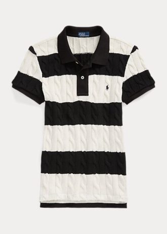Polo Ralph Lauren Slim Fit Knit para mulheres, creme/preto