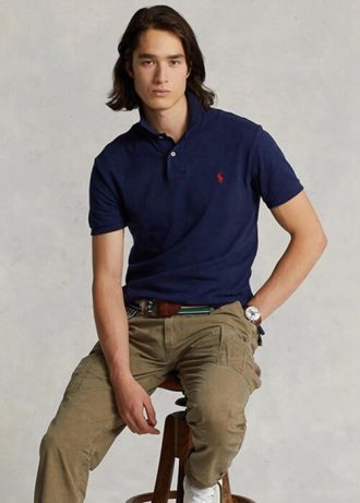 Polo Ralph Lauren Slim Fit Mesh Masculino Azul Marinho
