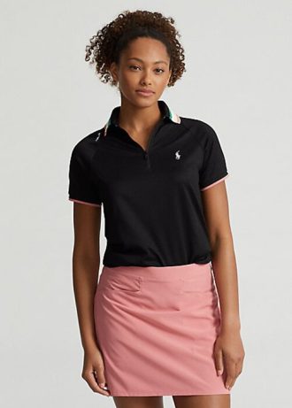 Polo Ralph Lauren Tailored Fit com zíper de um quarto para mulheres pretas