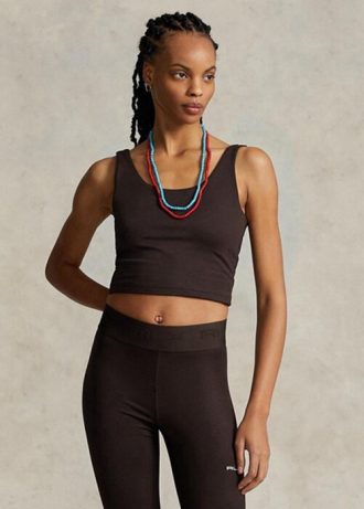 Regata Ralph Lauren Cropped Suede Jersey Marrom Feminina