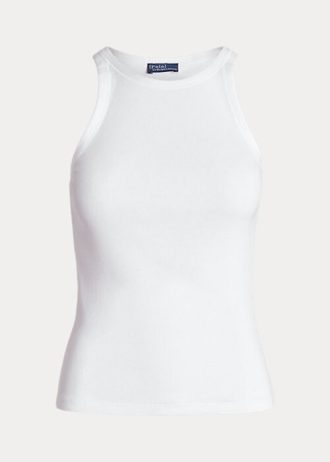 Regata Ralph Lauren de algodão canelado feminina branca