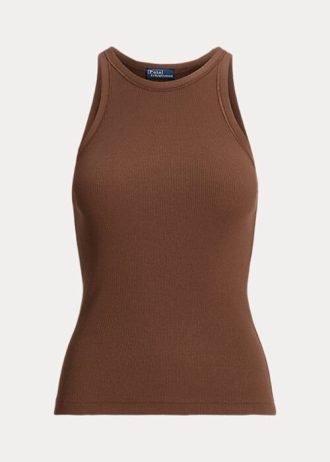 Regata Ralph Lauren de algodão canelado marrom feminina