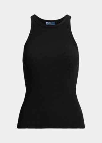 Regatas de algodão caneladas Ralph Lauren femininas pretas