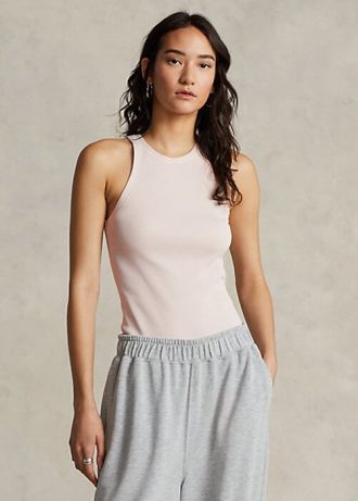 Regatas Ralph Lauren de algodão canelado rosa para mulheres