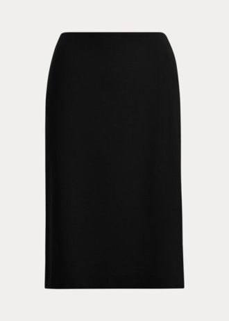 Saias de crepe de lã elástica Ralph Lauren Cindy pretas para mulheres