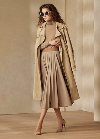 Saias de flanela elástica Ralph Lauren Witley bege femininas