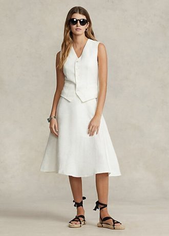 Saias de linho Ralph Lauren brancas femininas em linha A