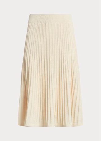 Saias de malha de linho e algodão Ralph Lauren femininas creme