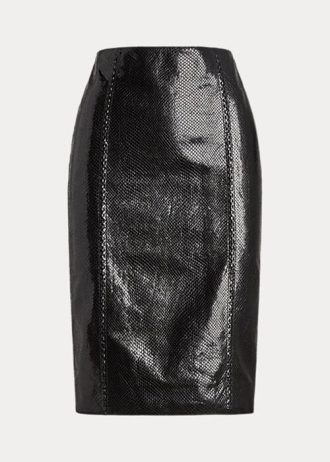 Saias de pele de cabra com relevo Cynthia da Ralph Lauren para mulheres pretas