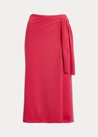 Saias de suéter envolvente de cashmere Ralph Lauren femininas vermelhas