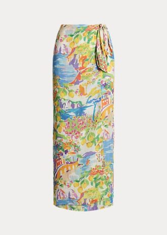 Saias de voile de linho com estampa Danyelle multicoloridas Ralph Lauren para mulheres
