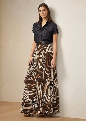 Saias de voile de linho com estampa de zebra Ralph Lauren Liliosa para mulheres