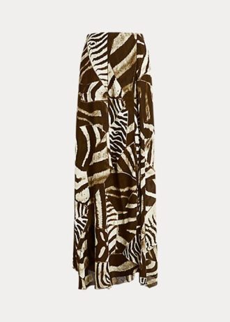 Saias de voile de linho com estampa de zebra Ralph Lauren Liliosa para mulheres