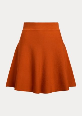 Saias evasê femininas de lã merino Ralph Lauren laranja